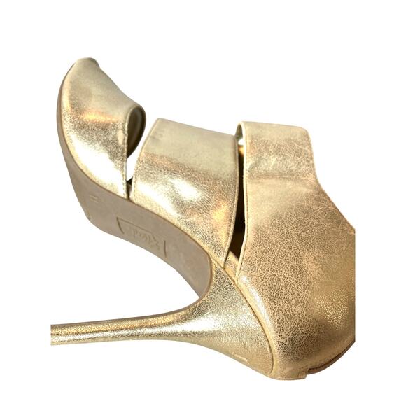 FIONI Gold Slip On Back Zip Sandal Heels Size 11 - Picture 6 of 9